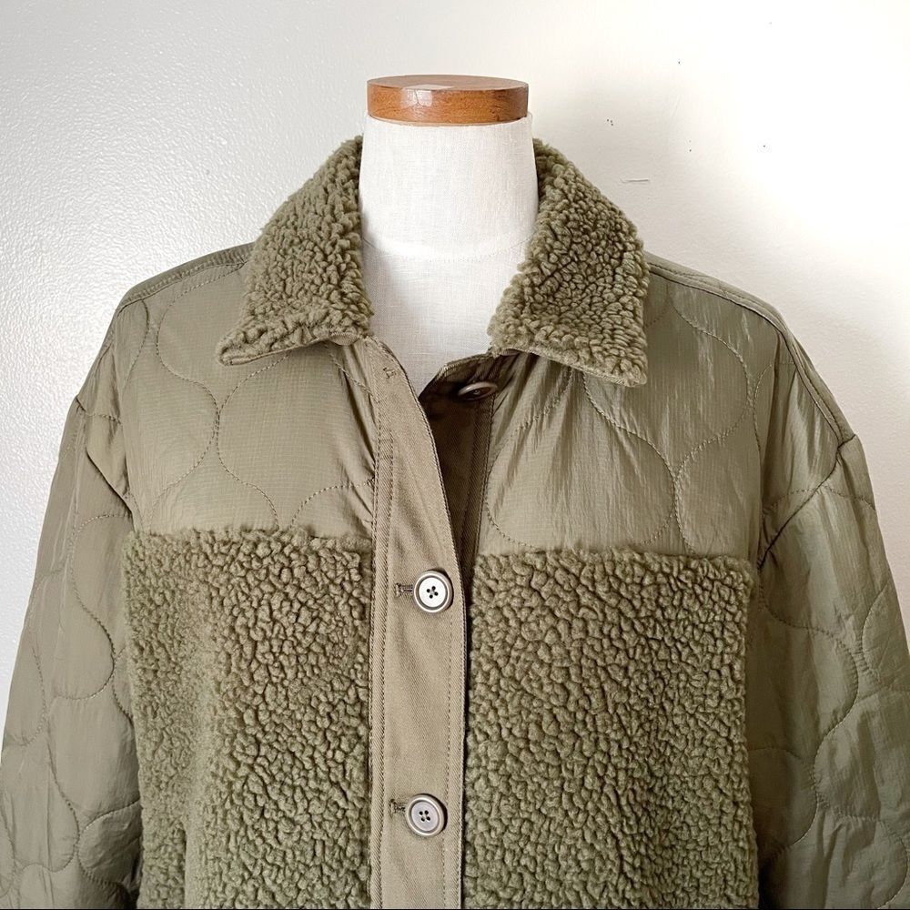 Madewell Olive Green Hybrid Sherpa Jacket NWT Medium - Picture 4 of 9